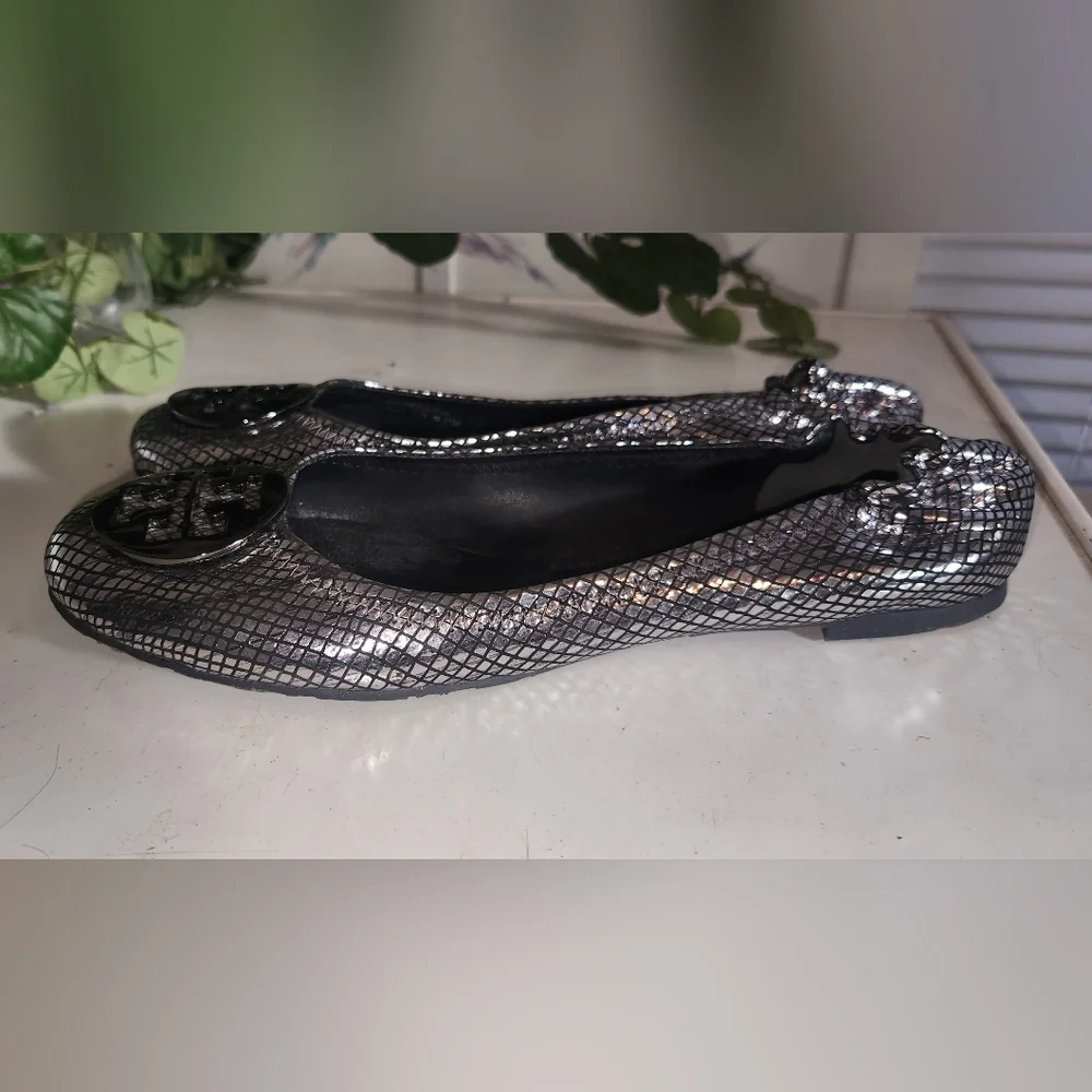 Tory Burch Black Snakeskin Flats - Picture 4 of 6